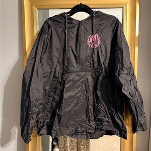 Women's Black Raincoat with Pink Accent Monogram AMM